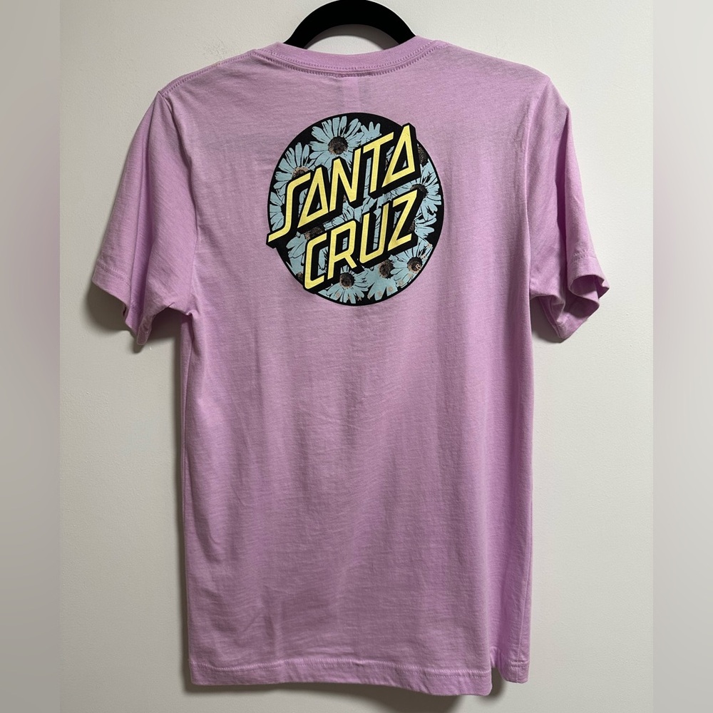 Santa Cruz Pink T-Shirt with Blue Flower Graphic